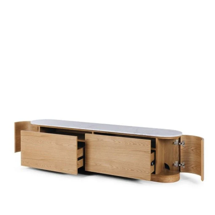 Akita TV Unit - Marble Top & Oak - 1800w - Image 3