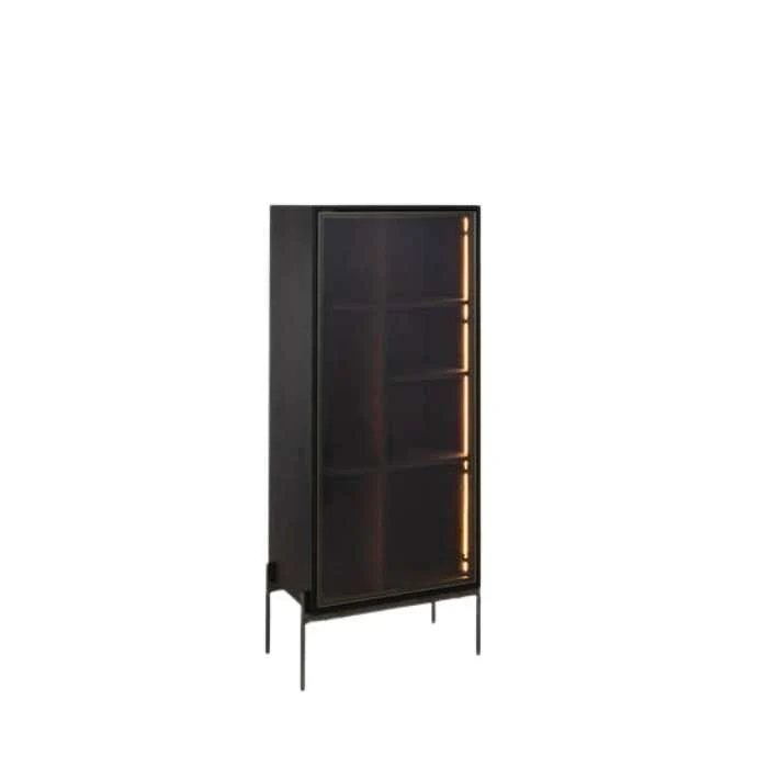 Amaro 1 Door Cabinet with Lights Black Oak - Image 3