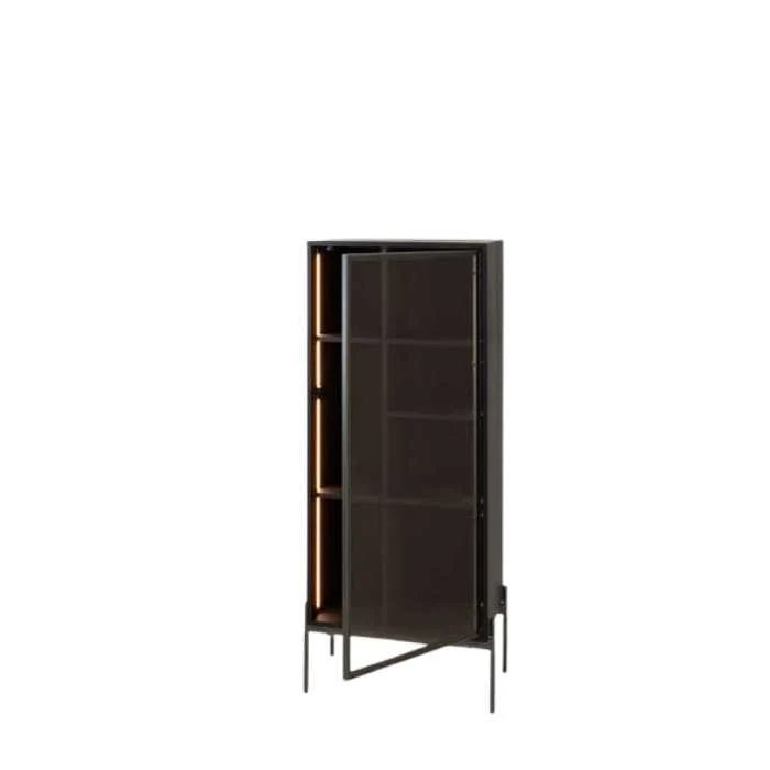 Amaro 1 Door Cabinet with Lights Black Oak - Image 4