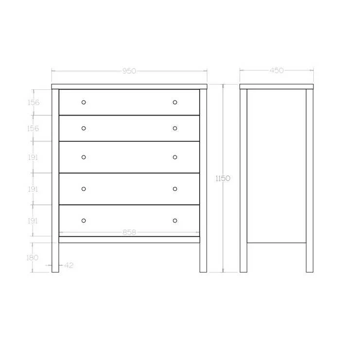 Andes 5 Drawer Tallboy - Ash - Image 13