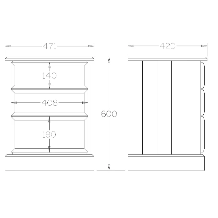 Andorra Bedside 3 Drawer - Image 13