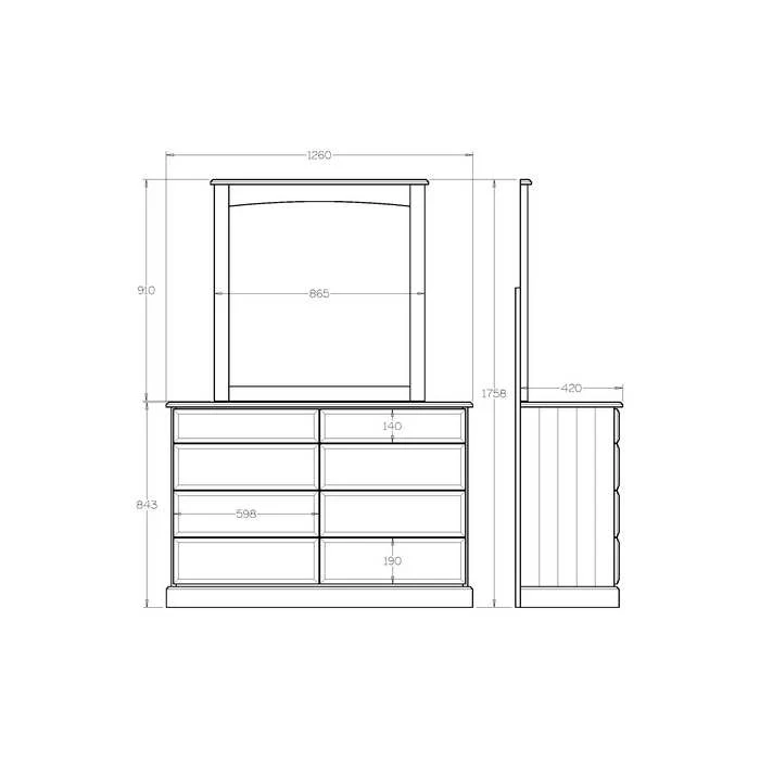 Andorra Dresser and Mirror 8 Drawer - Image 12
