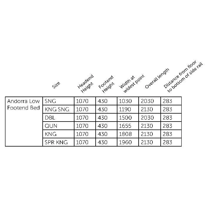 Andorra Slatframe Bed - Low Foot - Image 13