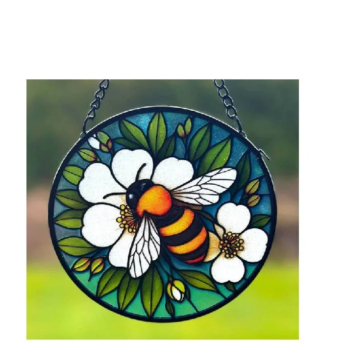 Bee Stained Glass Hanger 115dia - Image 2