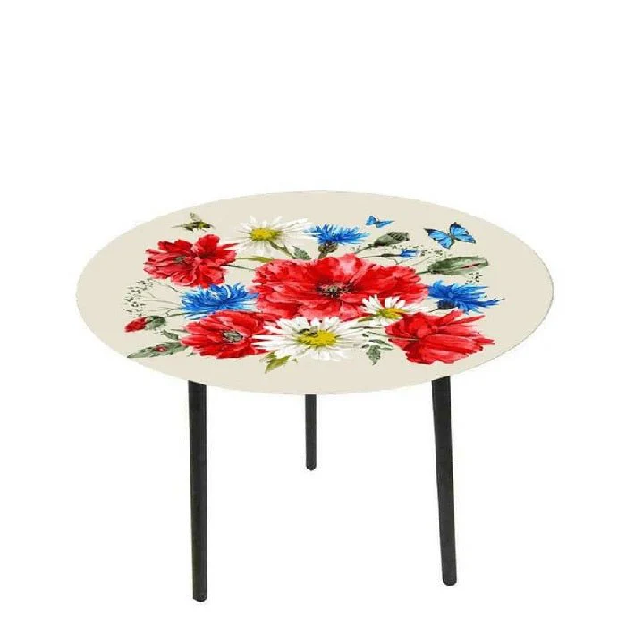 Floral Glass Side Table