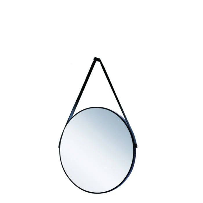 Black Aluminium Mirror with Strap 800dia