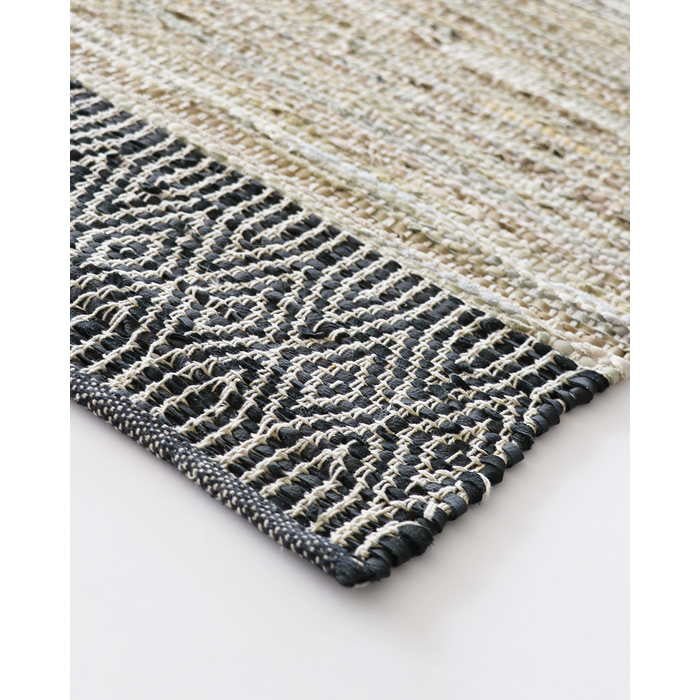 Caracas Floor Rug - Sand/Black (100% Leather)