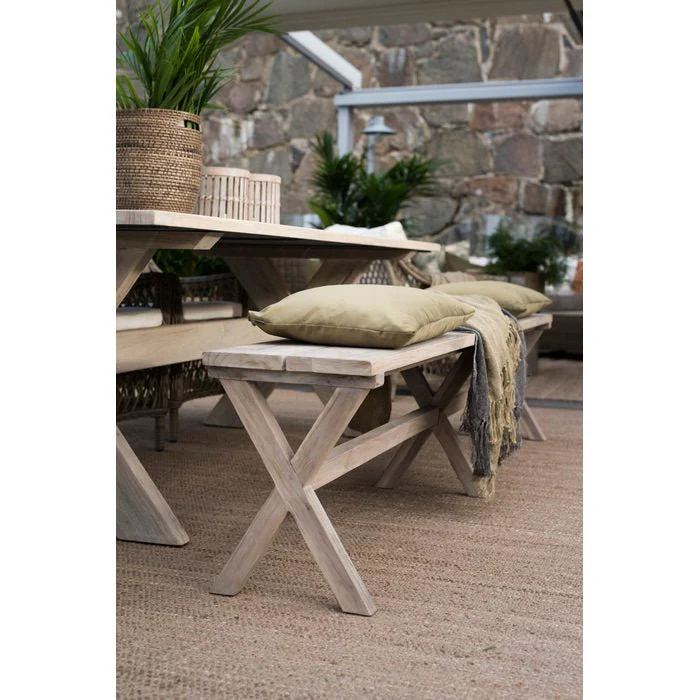 Cross Outdoor Bench - Teak - Image 2