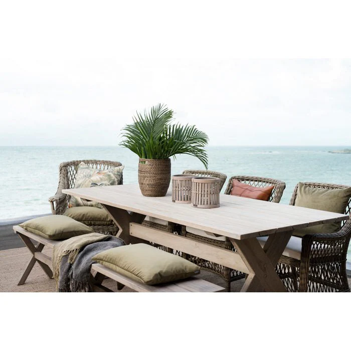 Cross Outdoor Dining Table - Teak - Image 2