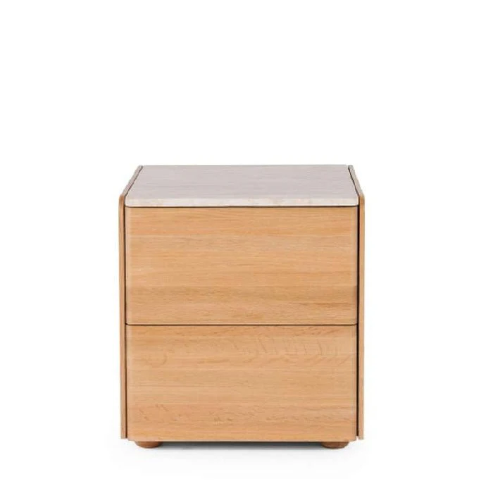Cube 2 Drawer Bedside - Travertine top