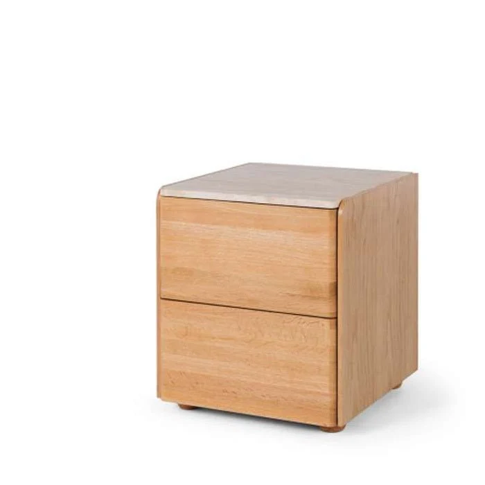 Cube 2 Drawer Bedside - Travertine top - Image 2