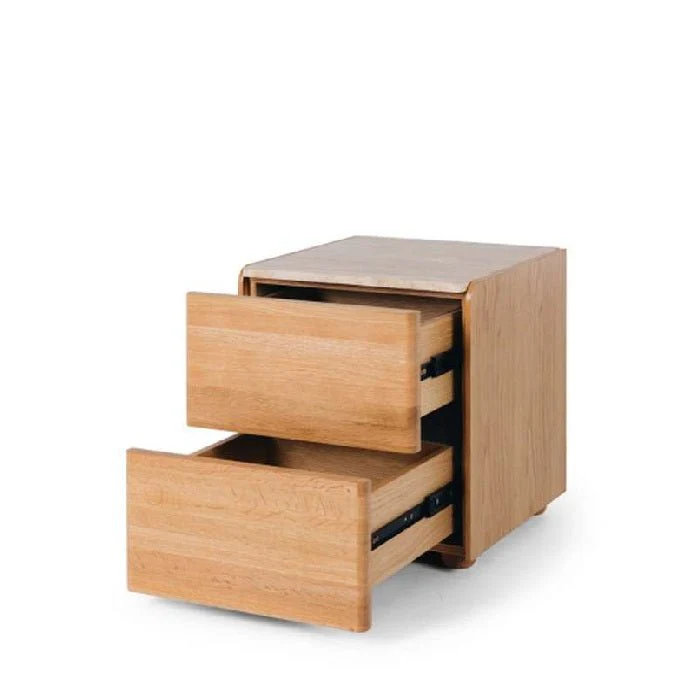 Cube 2 Drawer Bedside - Travertine top - Image 3