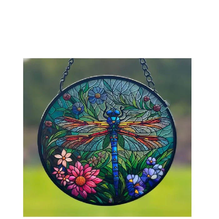 Dragonfly Stained Glass Hanger 115dia - Image 2