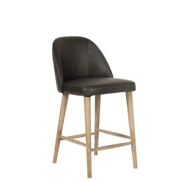 Dupont Low Bar Stool – Vintage Black leather- 665SH