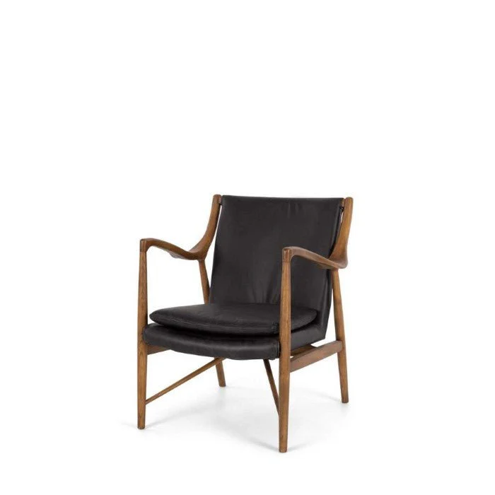 Finn Armchair Black Wax or Cognac Leather