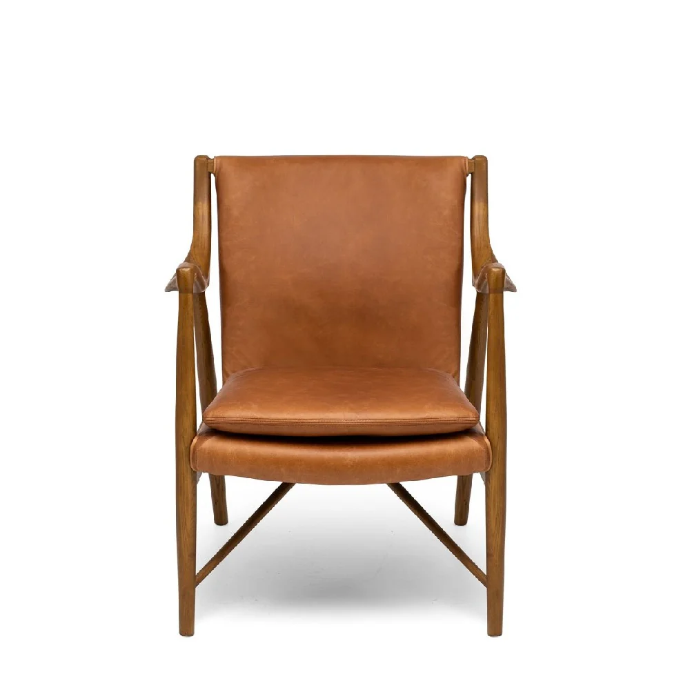 Finn Armchair Black Wax or Cognac Leather - Image 2
