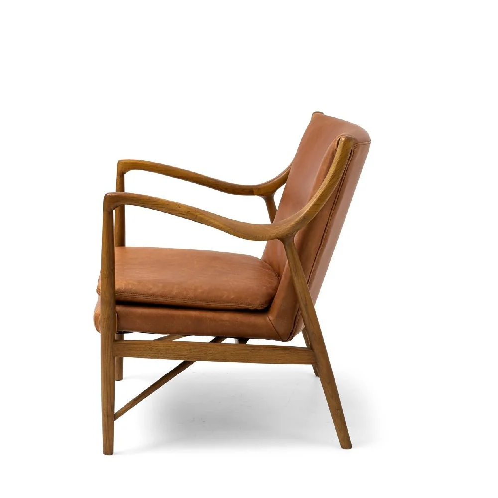 Finn Armchair Black Wax or Cognac Leather - Image 3