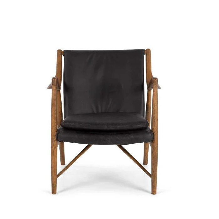 Finn Armchair Black Wax or Cognac Leather - Image 5