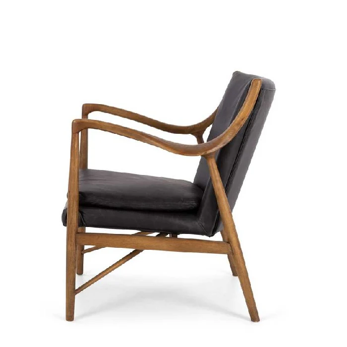Finn Armchair Black Wax or Cognac Leather - Image 6