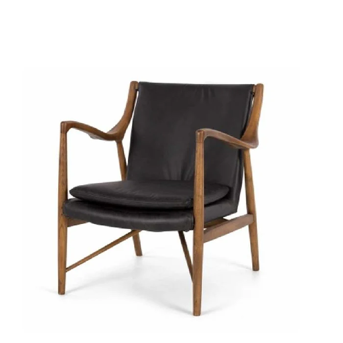 Finn Armchair Black Wax or Cognac Leather - Image 9