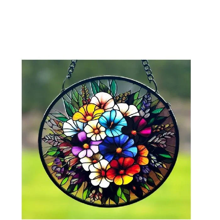 Floral Stained Glass Hanger 115dia - Image 2