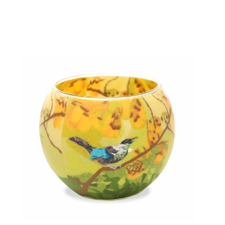 Glass Tealight Holder - Kowhai Tui