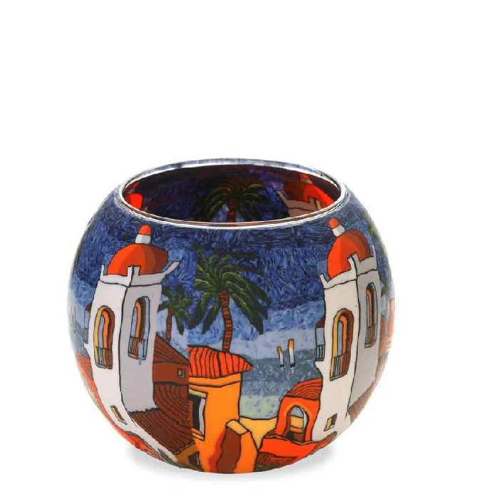 Glass Tealight Holder - Santorini Sunset