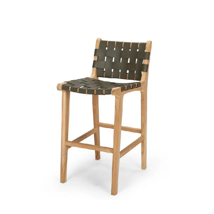 Indo Barstool High Back 650SH - Woven leather - Image 2
