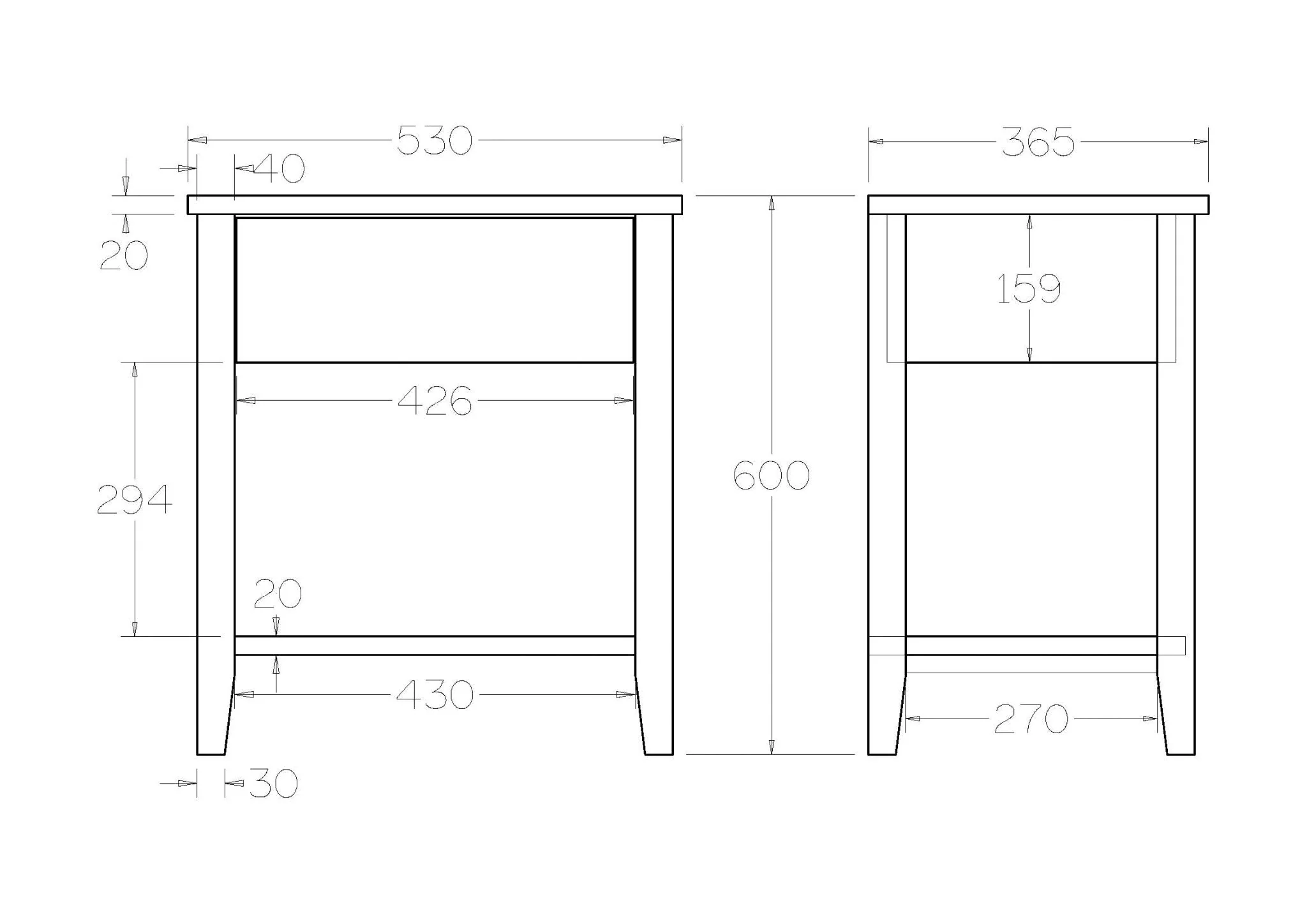 Ivydale Bedside Wide - Crafted in Pine - Image 30