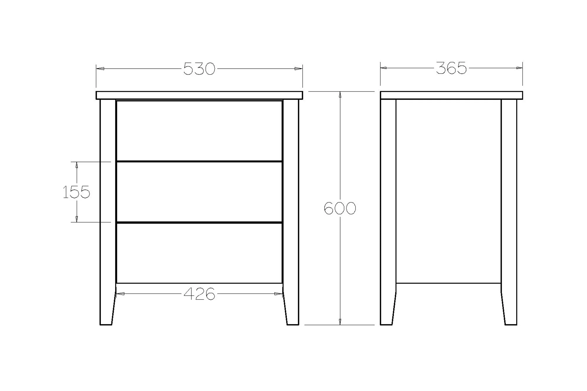 Ivydale Bedside Wide - Crafted in Ash - Image 25