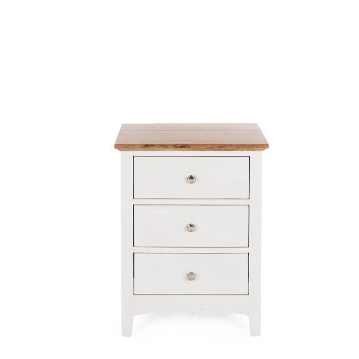 Jessica Bedside 3 Drawer - Oak Top