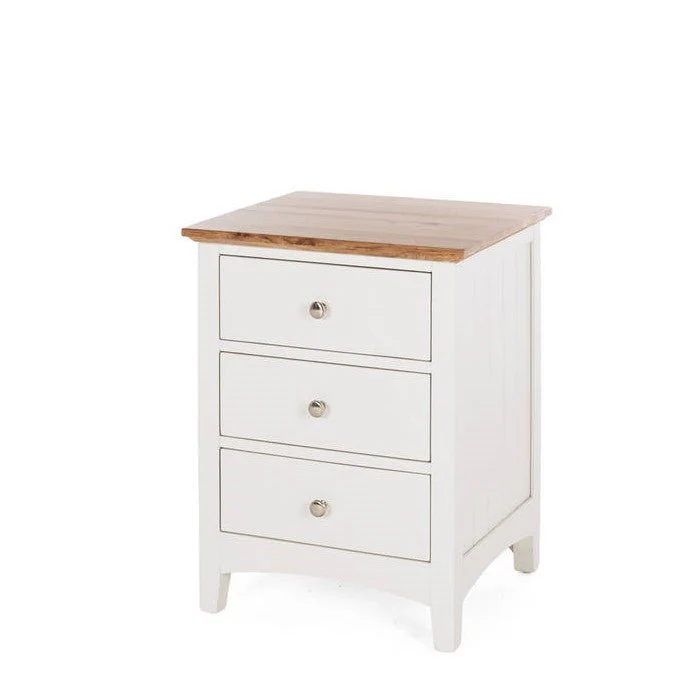 Jessica Bedside 3 Drawer - Oak Top - Image 2