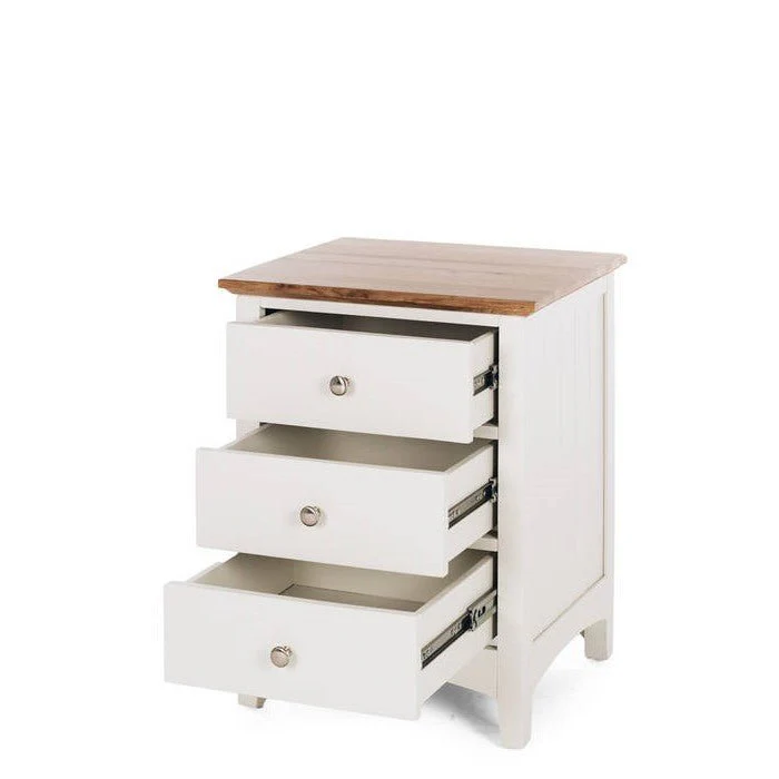 Jessica Bedside 3 Drawer - Oak Top - Image 4