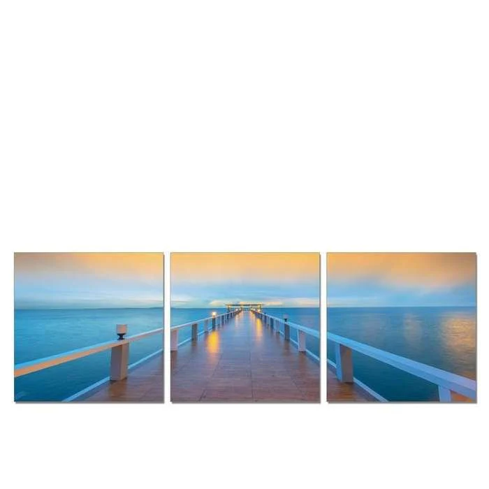 Jetty Dusk 3pc 2400w x 800h Perspex Wall Art
