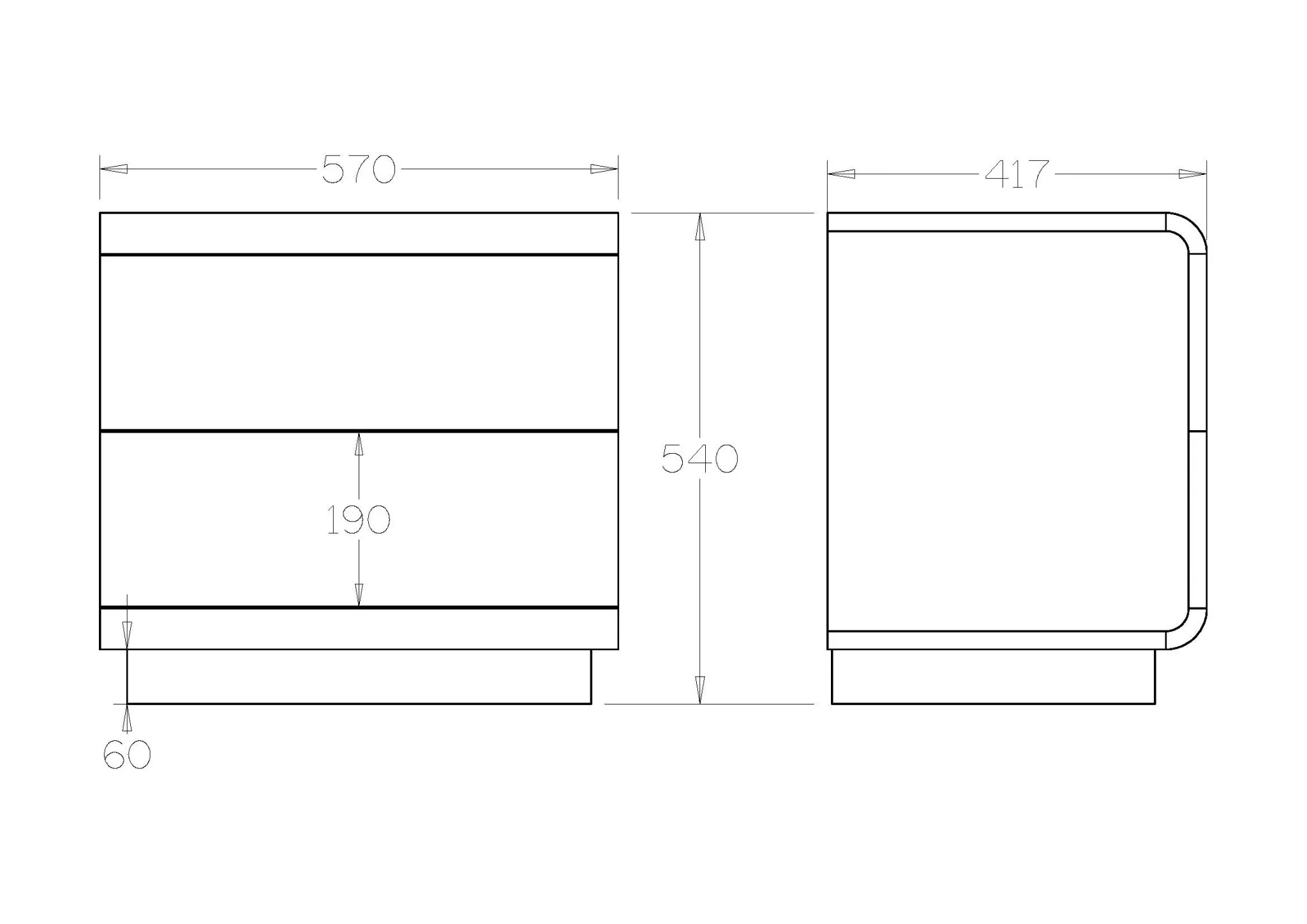 Karamea Bedside 2 Drawer - With Cut Out (Pine) - Image 11