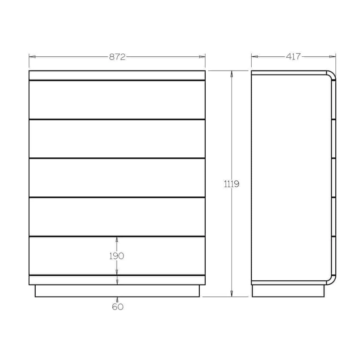 Karamea Tallboy 5 Drawer - With Cut Out (Pine) - Image 11