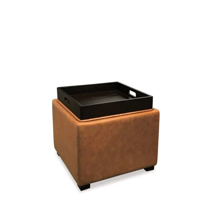 Kumi Flip-Lid Leather Ottoman