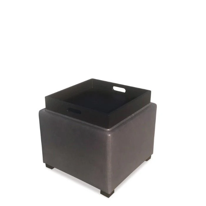 Kumi Flip-Lid Leather Ottoman - Image 2
