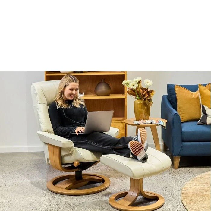 La-Z-Boy Atlanta Recliner + Footstool in Premium Aurora Leather - Image 7
