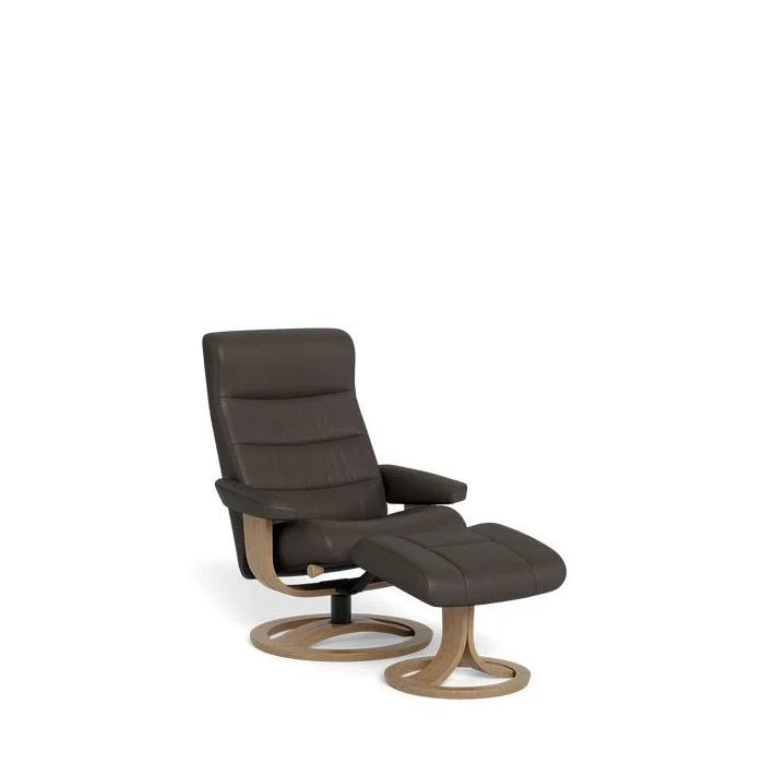 La-Z-Boy Tampa Oak Swivel Recliner + Footstool in Premium Aurora Leather - Image 2