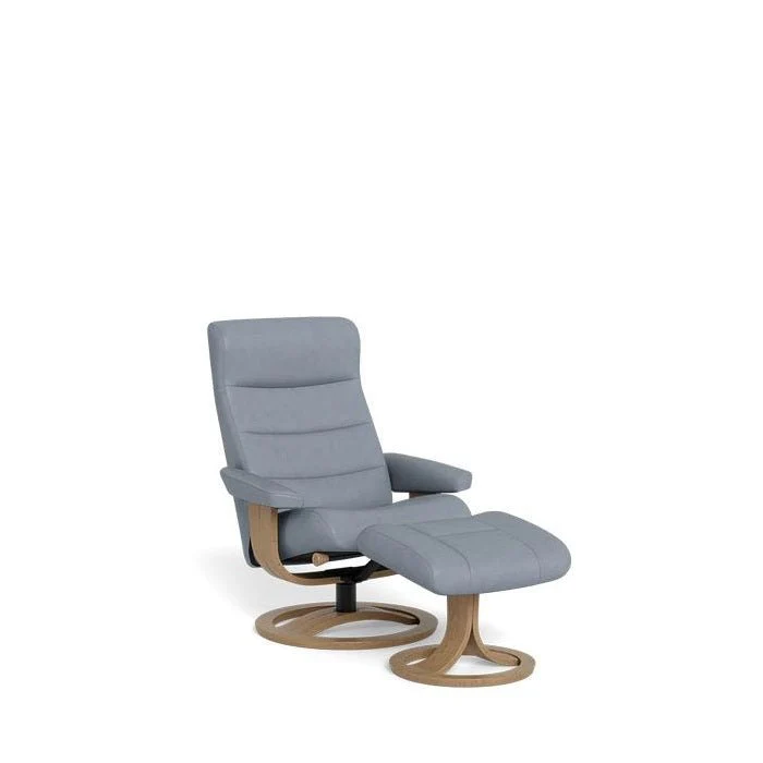 La-Z-Boy Tampa Oak Swivel Recliner + Footstool in Premium Aurora Leather - Image 3