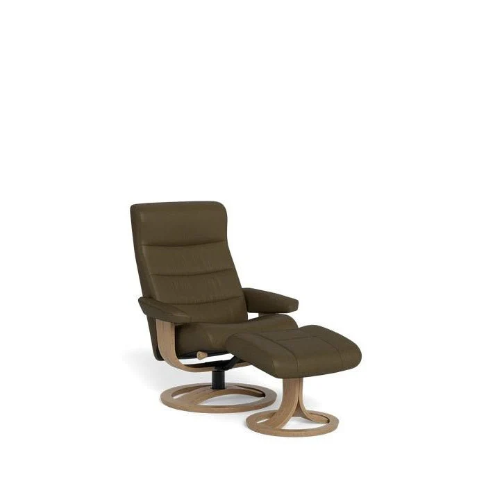La-Z-Boy Tampa Oak Swivel Recliner + Footstool in Premium Aurora Leather - Image 4