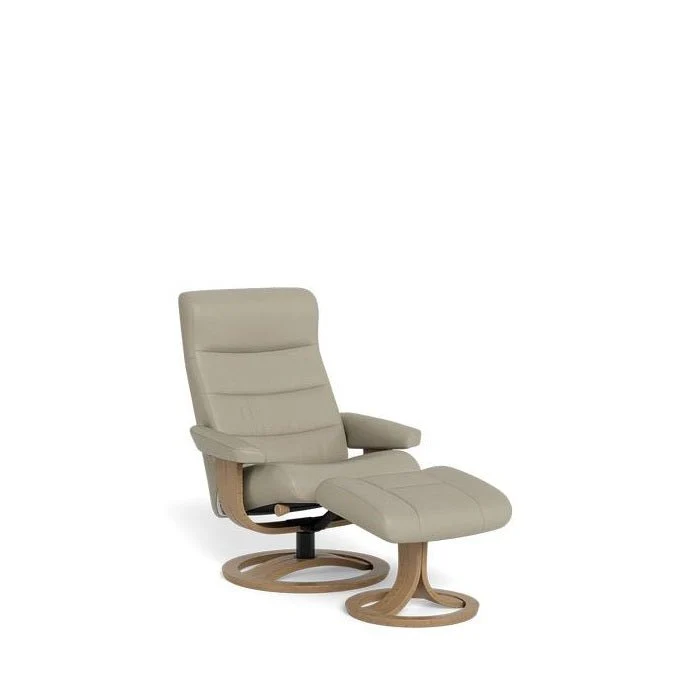 La-Z-Boy Tampa Oak Swivel Recliner + Footstool in Premium Aurora Leather - Image 5