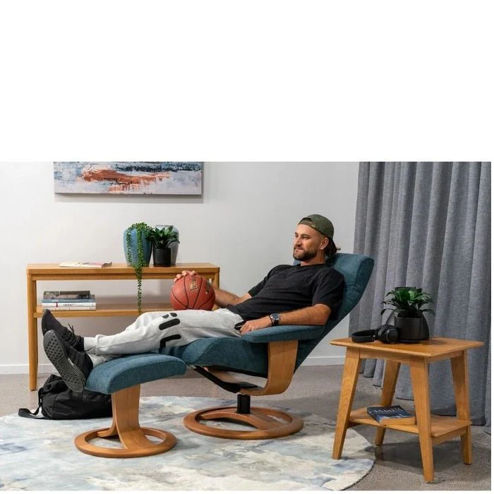 La-Z-Boy Tampa Oak Swivel Recliner + Footstool in Premium Aurora Leather - Image 7