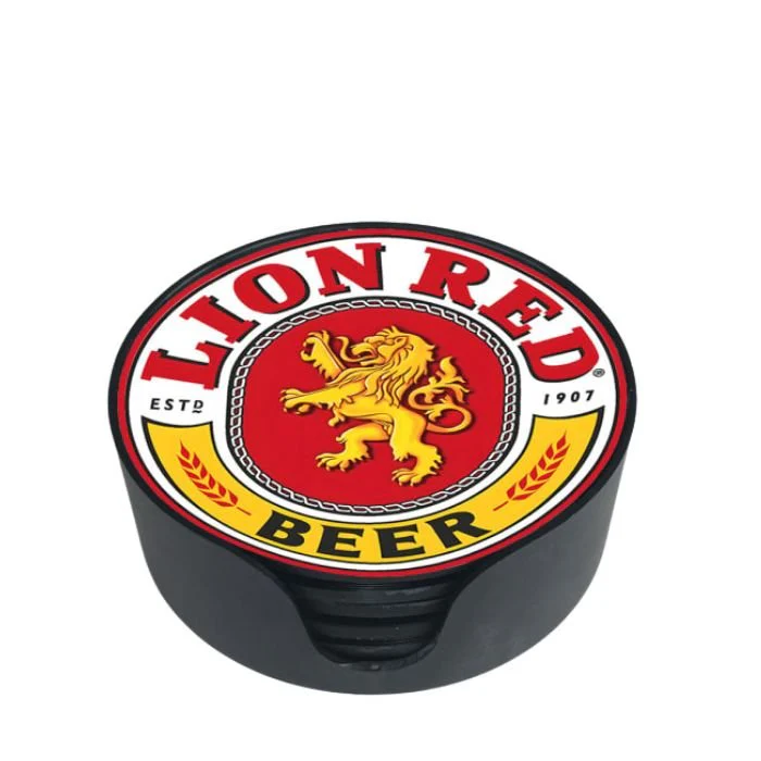 Lion Red Coaster Set - Glass
