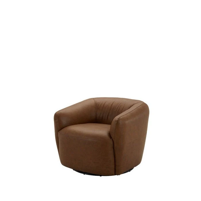Luigi Swivel Armchair in Leather - Image 4