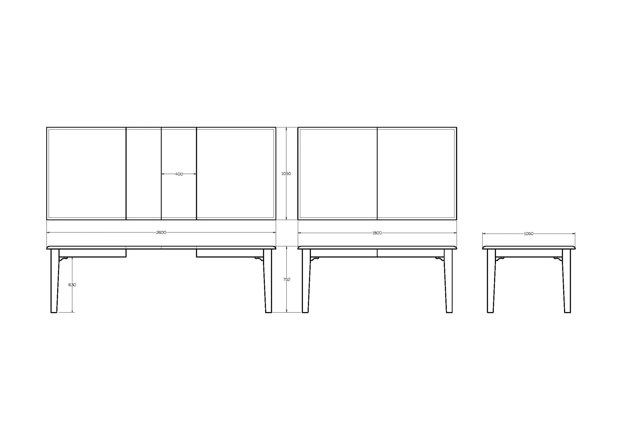 Mill-Yard Dining Table Extensions 1300-2000w & 1800-2600w - Image 11