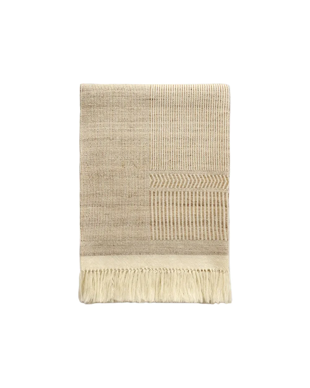 Navajo Straw/Off White Throw - Wool/Silk