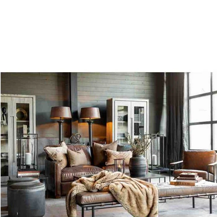 Nice Ottoman - Vintage Black leather - Image 2