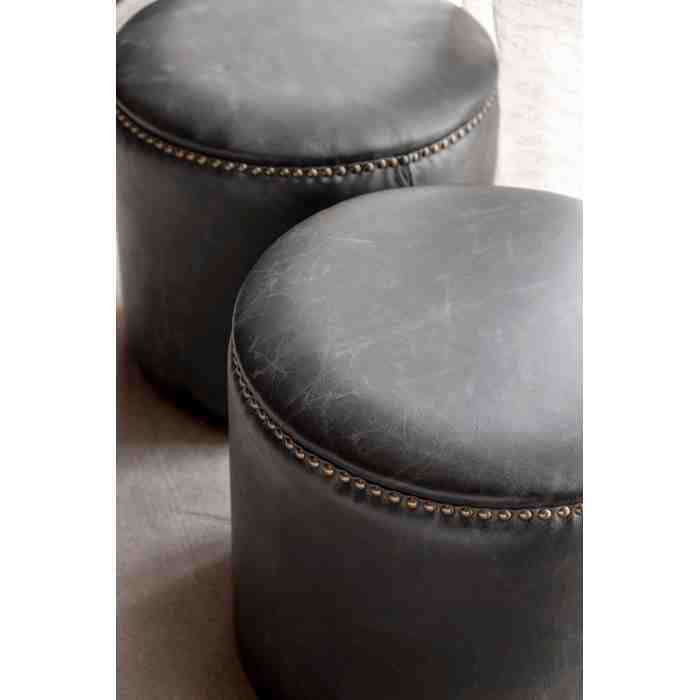 Nice Ottoman - Vintage Black leather - Image 3